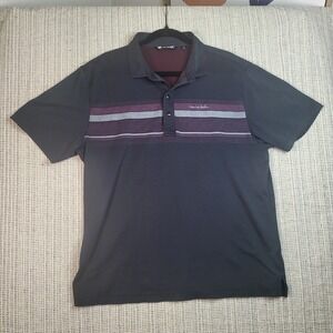 Travis Mathew Polo Shirt Mens XL Black‎  Golf Tennis Performance Stripe